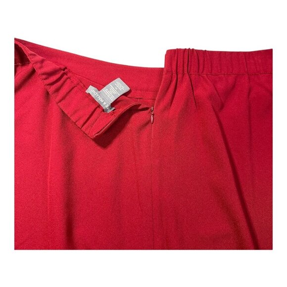 Kate & Mallory Cranberry Red Front Pleated Skirt 1X Poly/Spandex Stud Accents - Picture 4 of 7